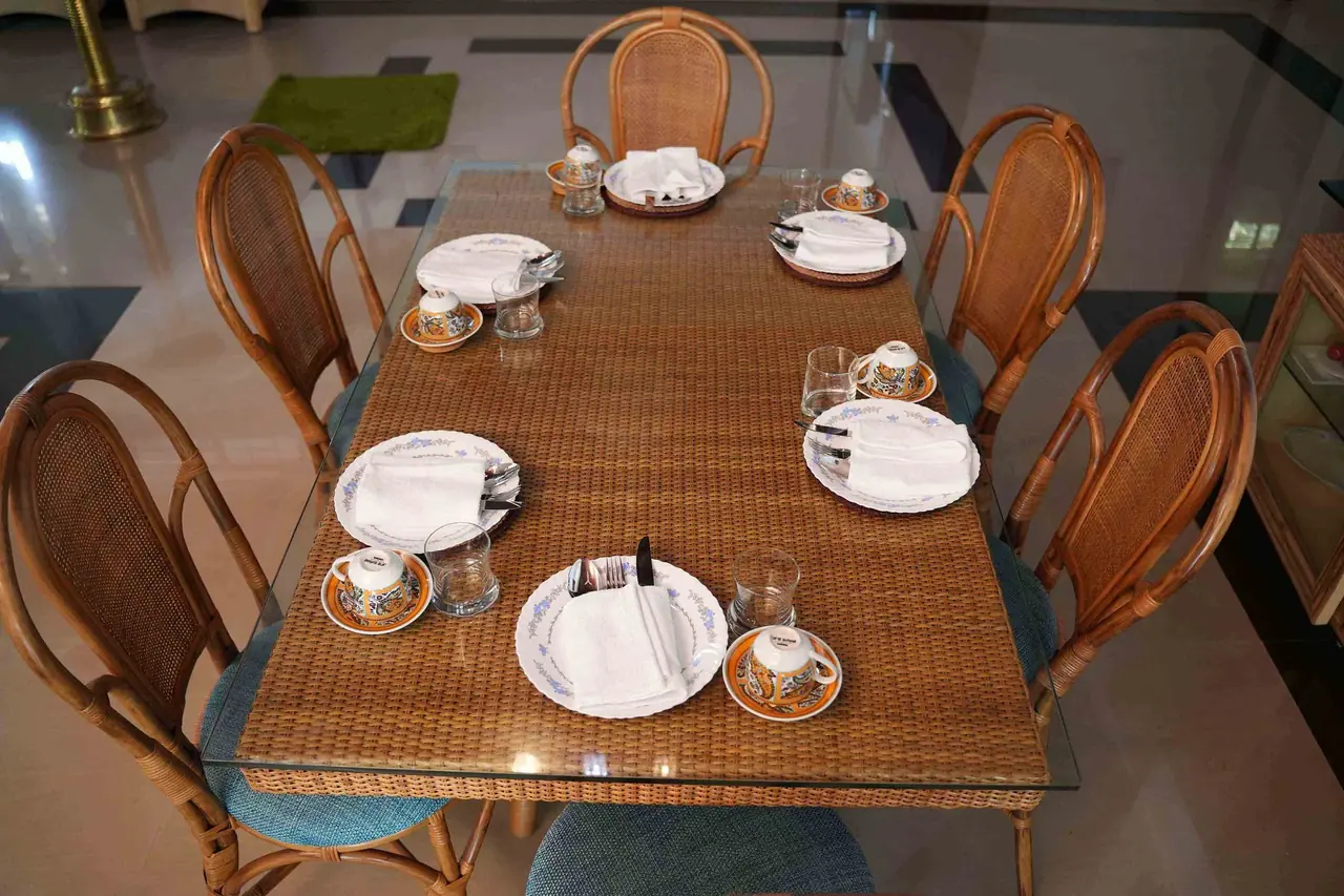 Table laid for a home-cooked meal at BelleVue