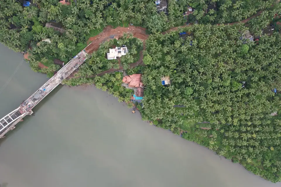 Drone view of the villa and jetty