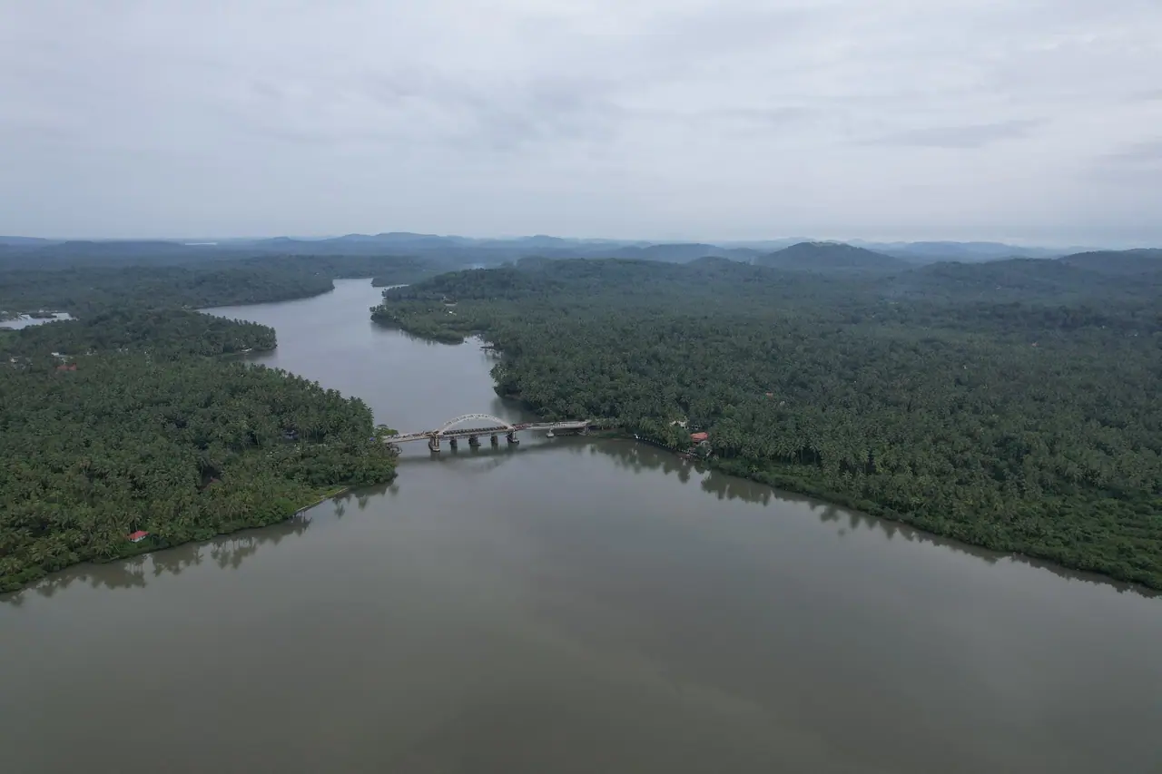 The Korapuzha river from the air near Koyilandy