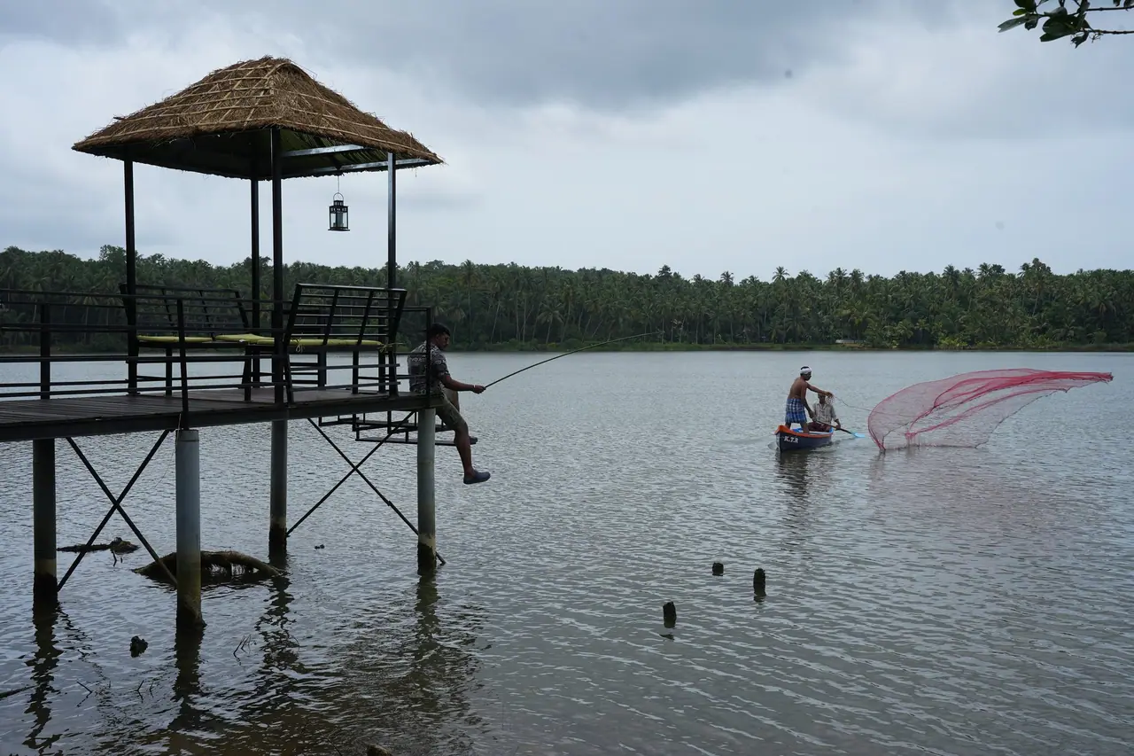The jetty gazebo at BelleVue on the Korapuzha near Koyilandy