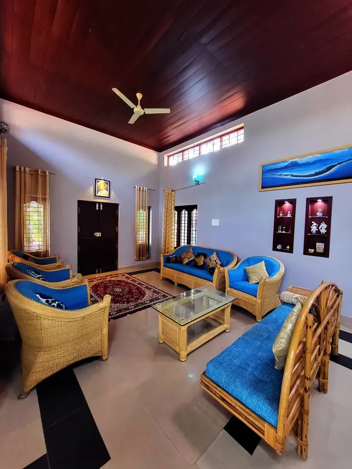 Living room with cane sofas