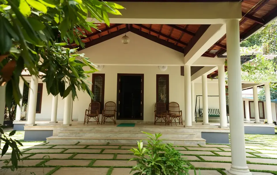 The front veranda, BelleVue Riverside Villa, Kozhikode